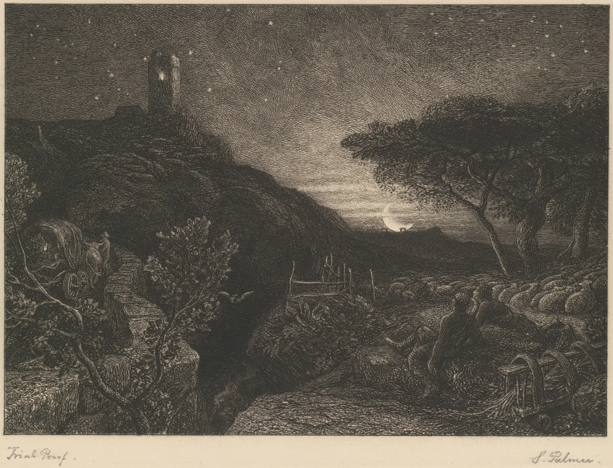 The Lonely Tower by Samuel Palmer, print, 1879