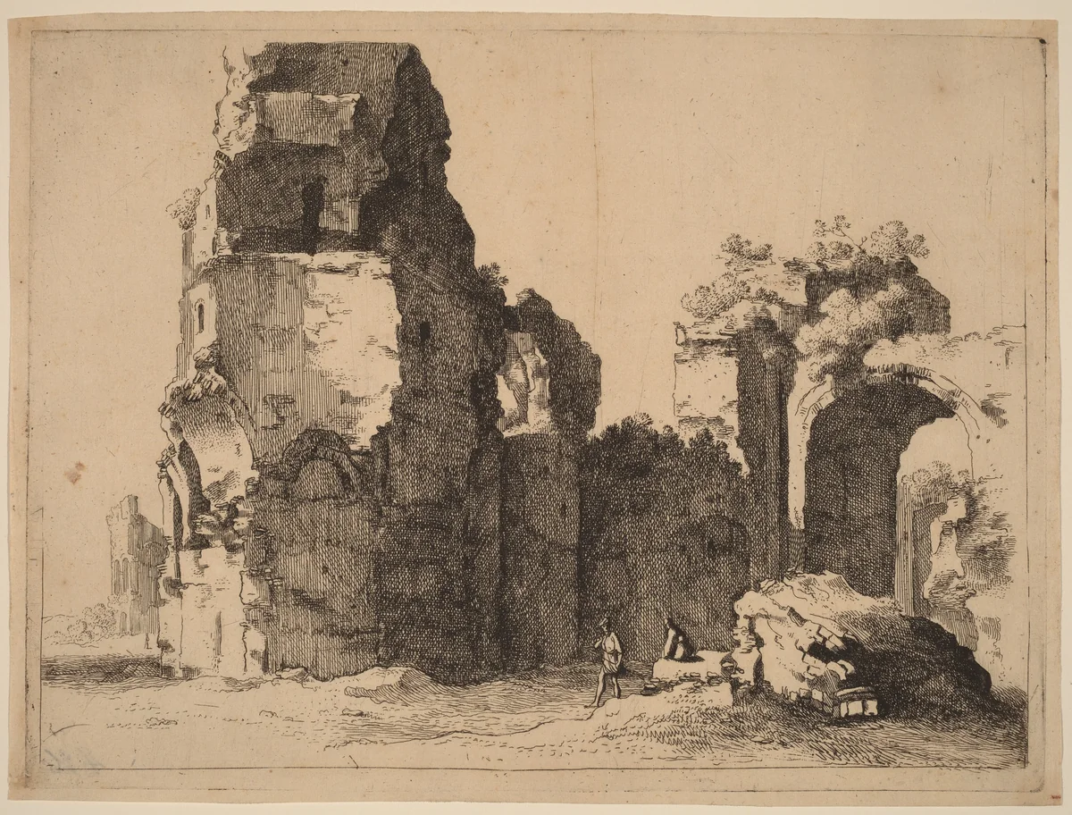 Ruins by Jan Gerritsz. van Bronckhorst, print, 1603-1661