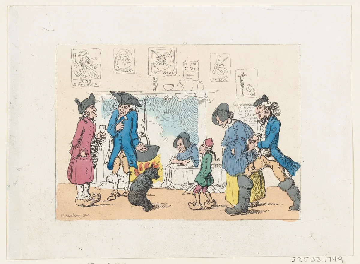 The Kitchen of a French Post House by Thomas Rowlandson, print, 1803