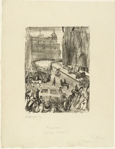 Funeral of Cardinal Fischer, Cologne (Large Version) (Begräbnis des Kardinal Fischer, Köln [große Fassung]) by Rudolf Grossmann, print, 1912