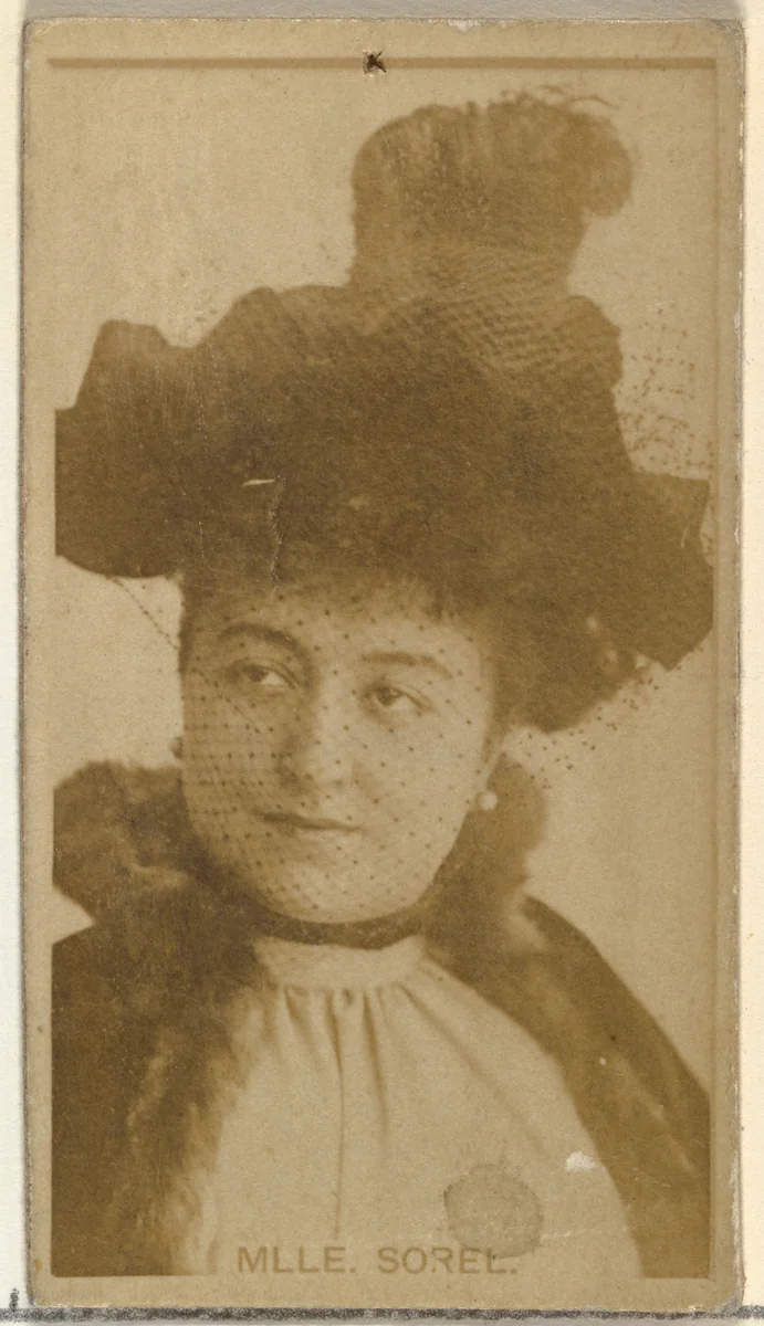 Mlle. Sorel, from the Actors and Actresses series (N145-8) issued by Duke Sons & Co. to promote Duke Cigarettes by W. Duke, Sons & Co., photograph, 1890-1895