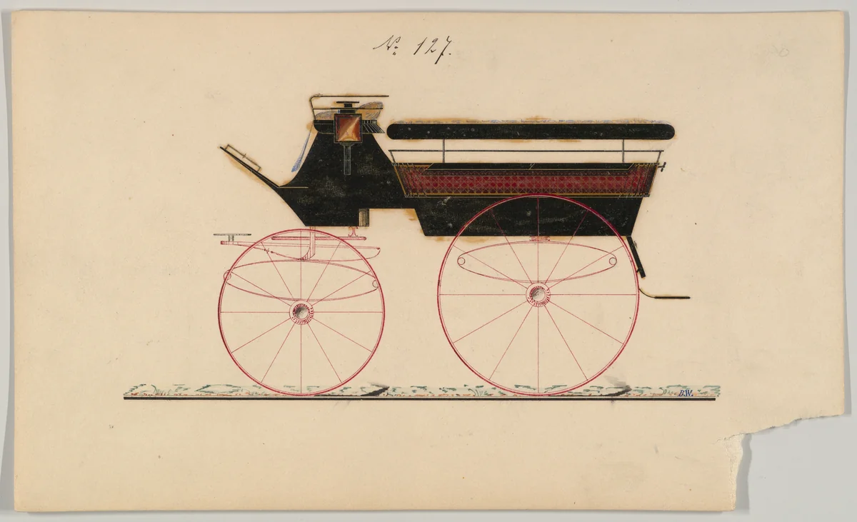 Wagonette #127 by Brewster & Co., drawing, 1850-1870