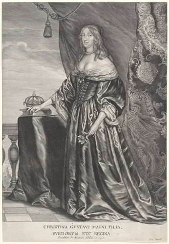 Portret van Christina van Zweden by Cornelis Visscher, print, 1650