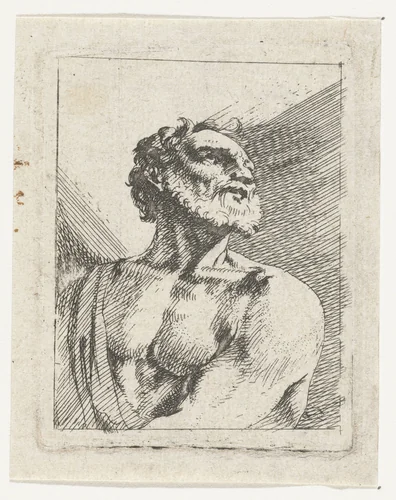 Buste van een man met ontblote schouder by Johann Heinrich Schönfeld, print, 1626