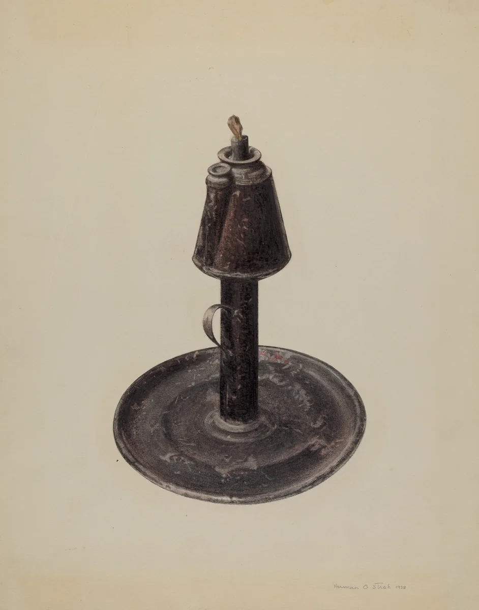 Whale Oil Lamp by Herman Stroh, index of american design, 1938