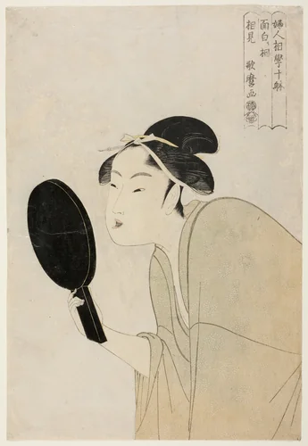 The Interesting Type (Omoshiroki so), from the series “Ten Types in the Physiognomic Study of Women" ("Fujin sogaku juttai") by Kitagawa Utamaro (喜多川歌麿), print, 1787-1798