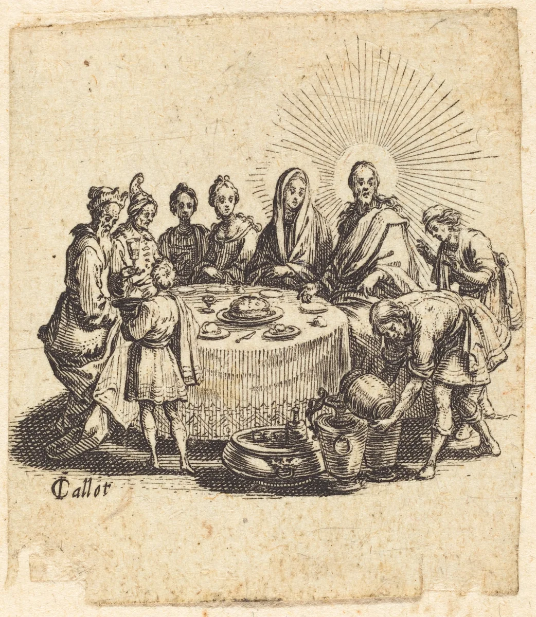 The Marriage at Cana by Jacques Callot, print, 1618