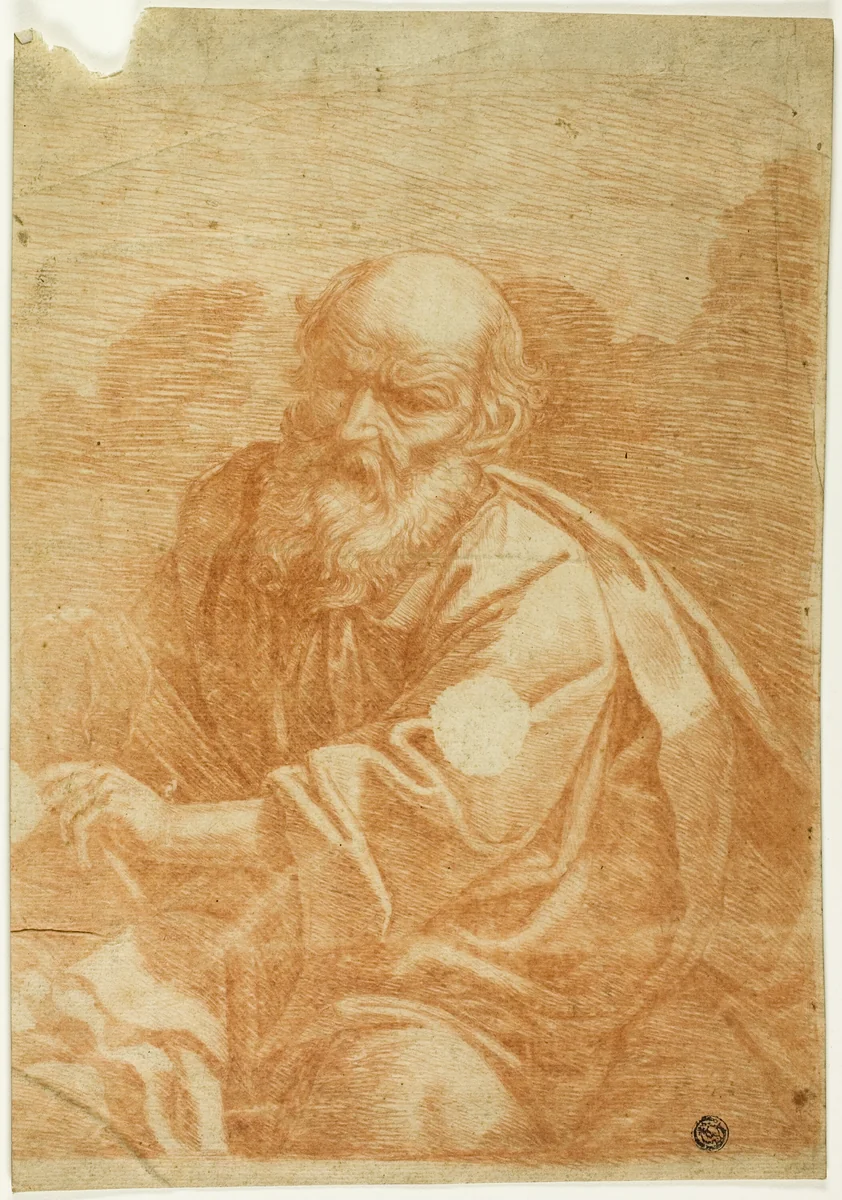 Seated Saint or Philosopher by Unknown Artist, drawing, 1700-1799