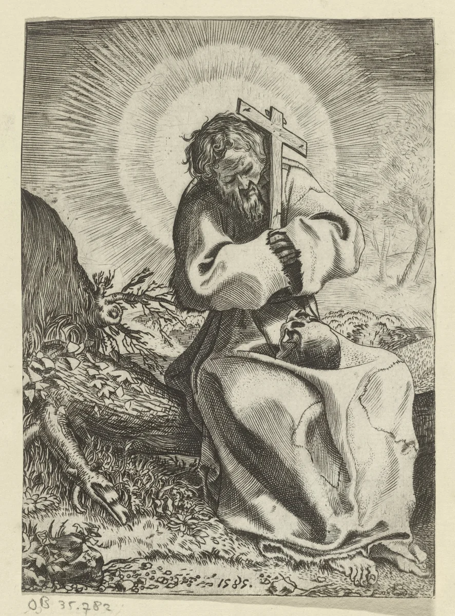 De heilige Franciscus van Assisi by Unknown, print, 1585