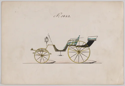 Design for Pony Phaeton, no. 3443 by Brewster & Co., drawing, 1878
