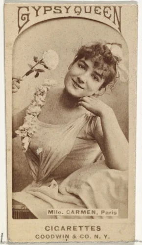 Mlle. Carmen, Paris, from the Actors and Actresses series (N171) for Gypsy Queen Cigarettes by Goodwin & Company, photograph, 1886-1890