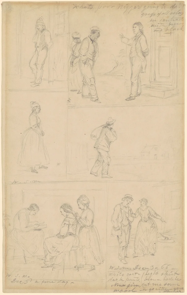 Studies of Figural Groups by William Sidney Mount, drawing, 1866