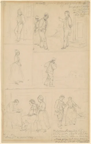 Studies of Figural Groups by William Sidney Mount, drawing, 1866