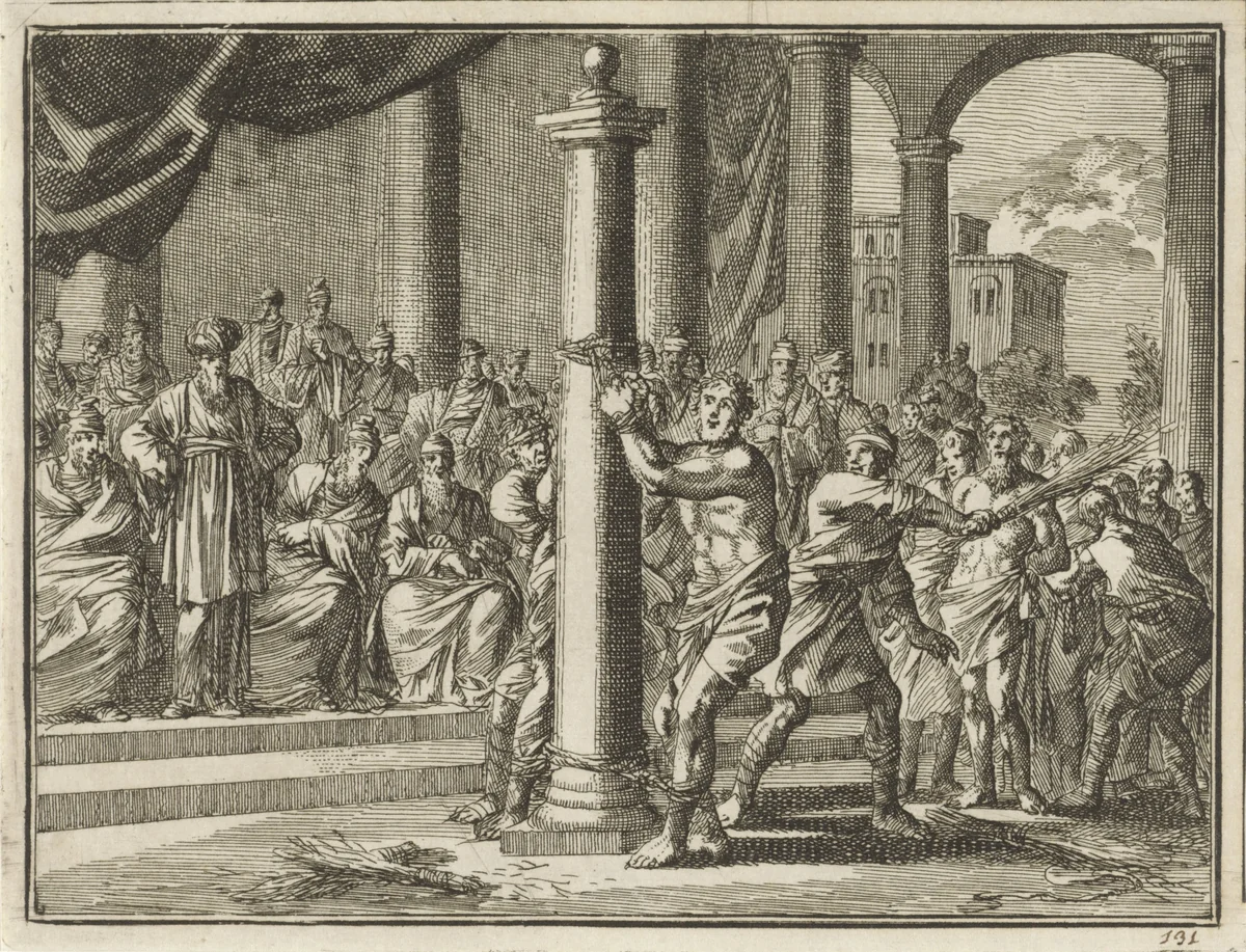 Geseling van de apostelen by Jan Luyken, print, 1712