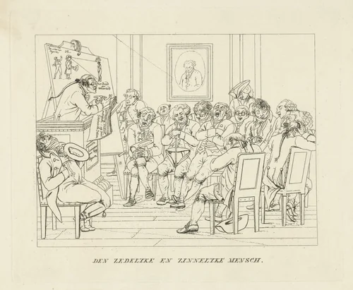 Slapende heren tijdens een lezing by Jacob Ernst Marcus, print, 1784-1826