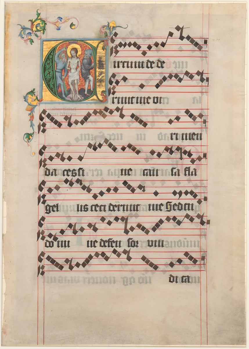 The Flagellation by Anonymous Artist; Master of the Golden Bull, drawing, 1400-1405