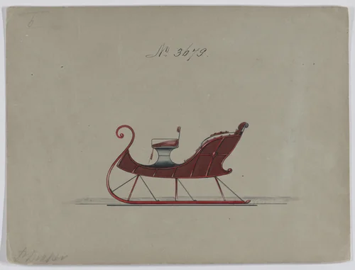 Design for 2 Seat Sleigh, no. 3679 by Brewster & Co., drawing, 1881