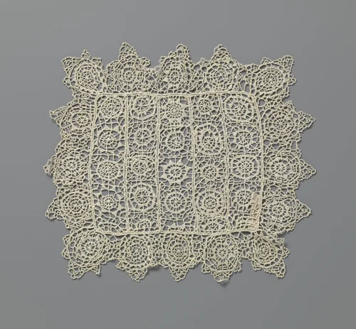 Palladoek van naaldkant met geometrische motieven en spitse punten by anonymous, other, 1600-1615