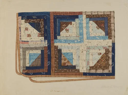 Log Cabin Quilt by Elbert S. Mowery, index of american design, 1935-1942