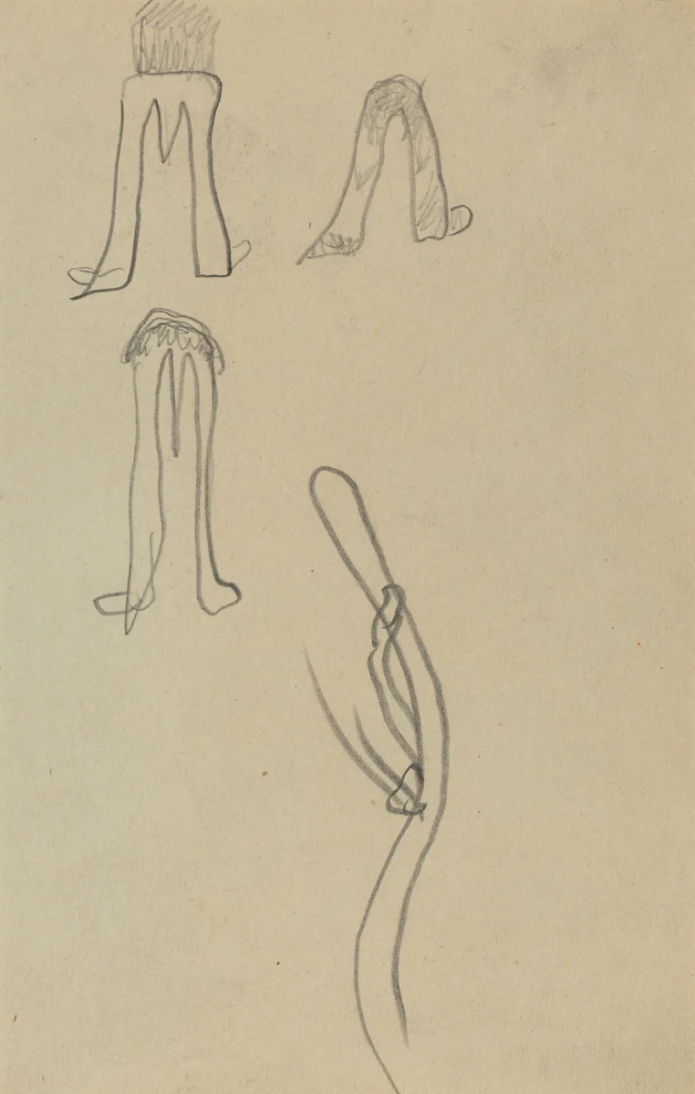 Four Fantastic Forms [recto] by Paul Gauguin, drawing, 1884-1888