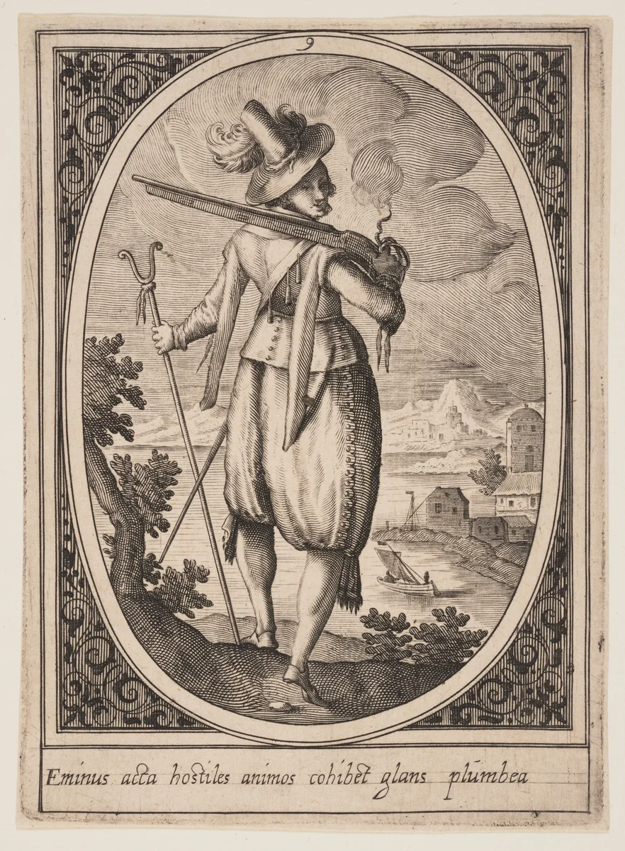 Plate 9 from Military Figures by Heinrich Ulrich, print, 1590-1610
