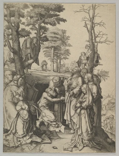 The Raising of Lazarus (copy) by Lucas van Leyden, print, 1489-1533