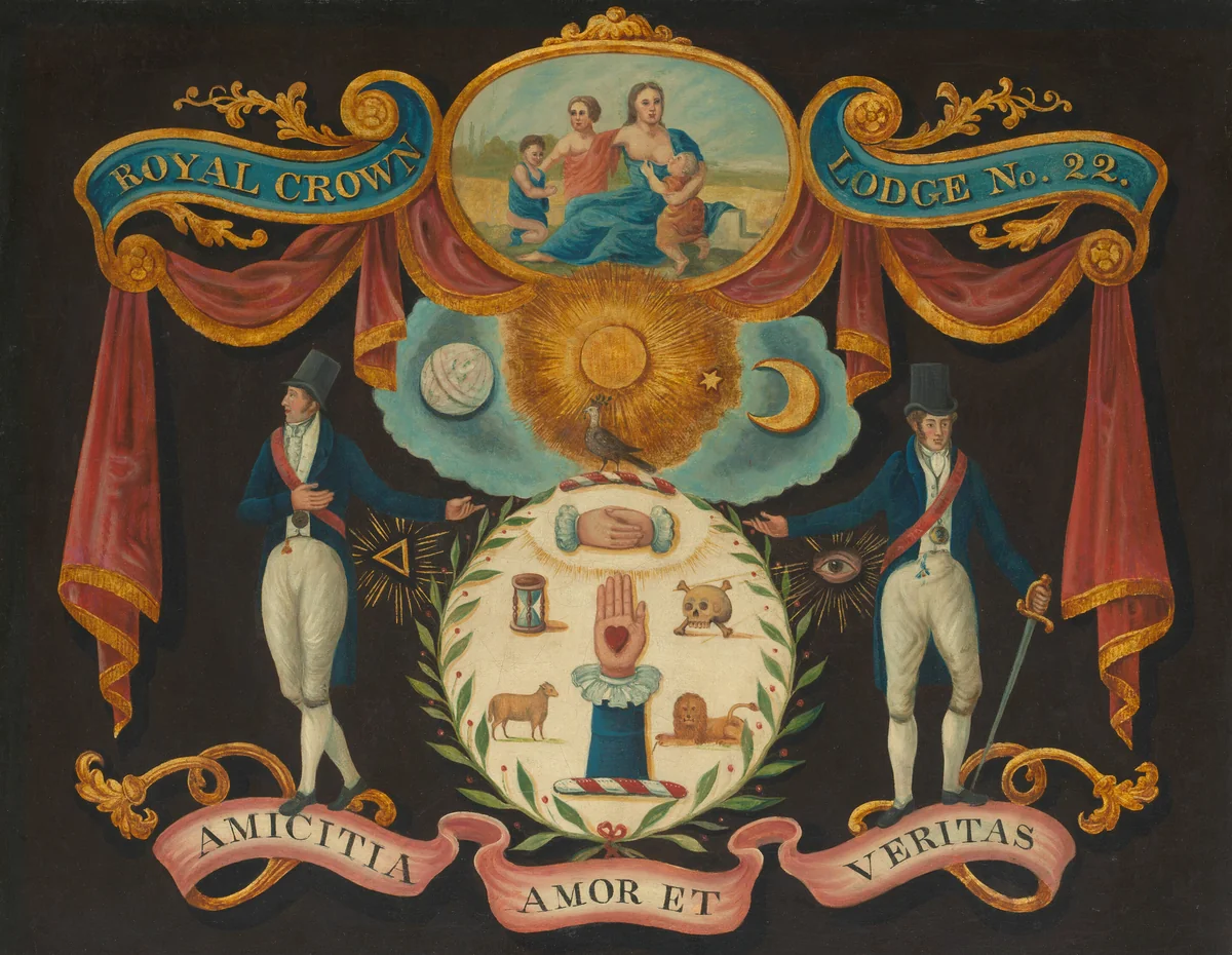 Emblems for Royal Crown Lodge No. 22 by Artist Unknown, painting, 1810-1815