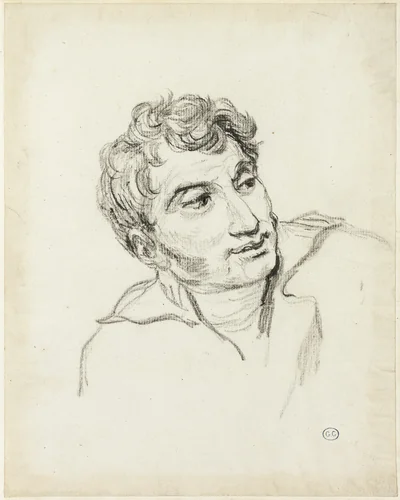 Bust of a Man, Head Turned to Right by Jacques-Louis David, drawing, 1805-1815