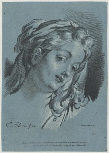 Head of a Woman by Louis Marin Bonnet, print, 1767