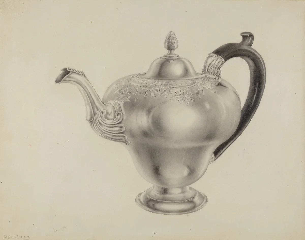 Silver Teapot by Hester Duany, index of american design, 1938