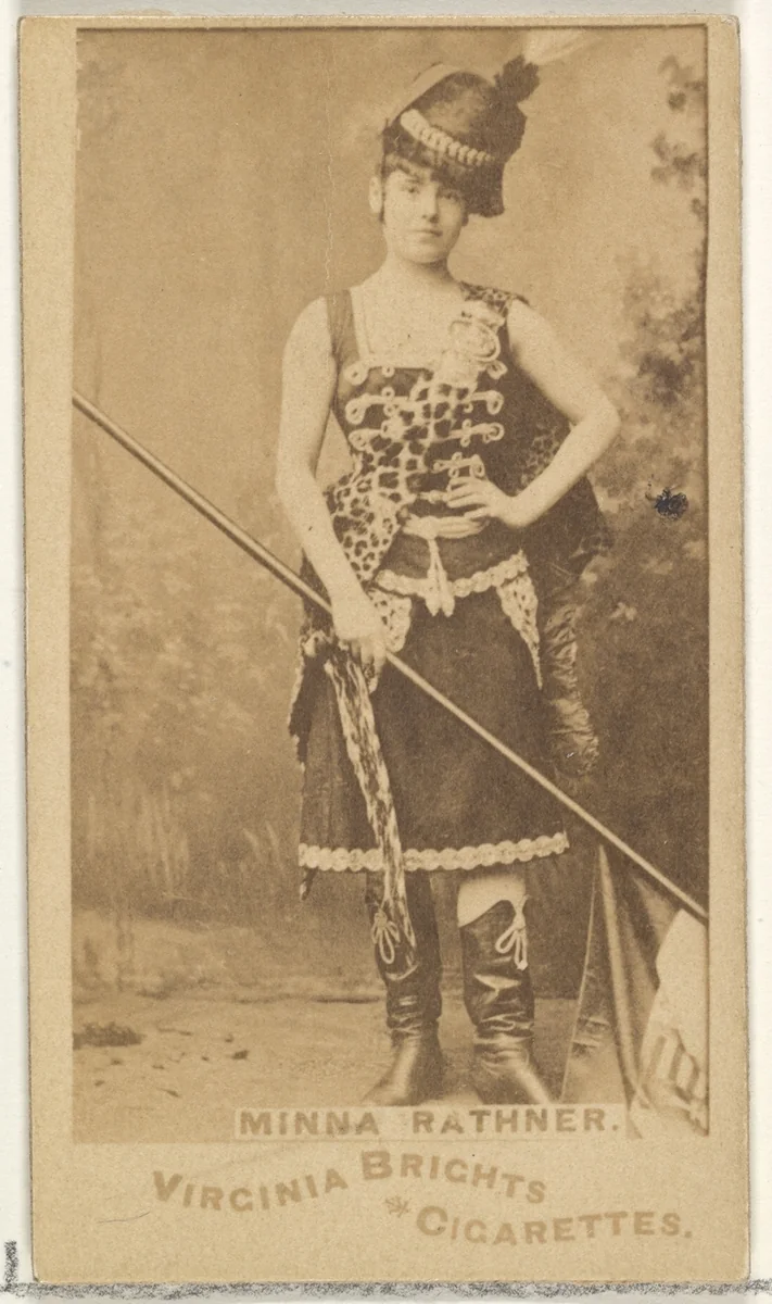 Minna Rathner, from the Actors and Actresses series (N45, Type 1) for Virginia Brights Cigarettes by Allen & Ginter, photograph, 1885-1891