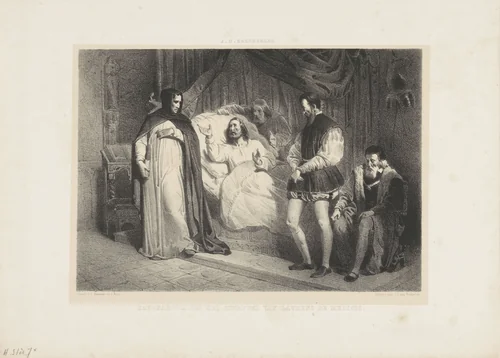Savonarola bij het sterfbed van Laurens de Medicis by anonymous, print, 1847-1887