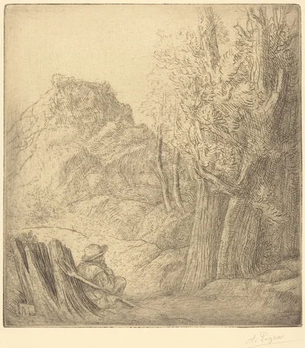 Old Village (Ville vieille) by Alphonse Legros, print, 1837-1911