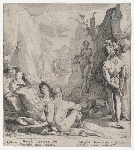 St. John the Baptist Preaching by Gerrit Pietersz. Sweelink, print, 1593