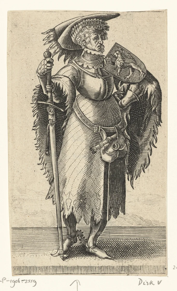 Portret van Dirk V, graaf van Holland by Adriaen Matham, print, 1620