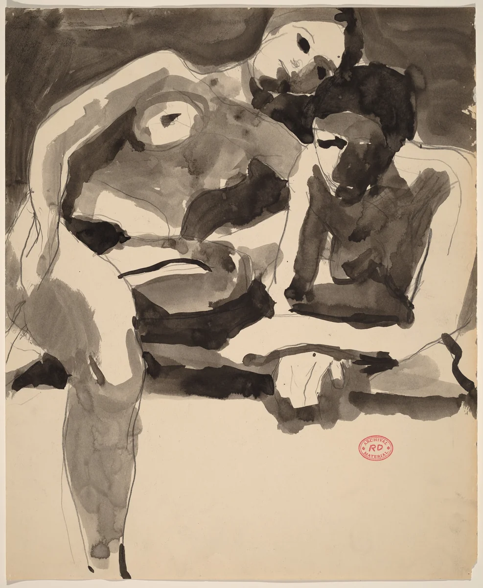 Untitled [two female nudes resting] by Richard Diebenkorn, drawing, 1955-1967