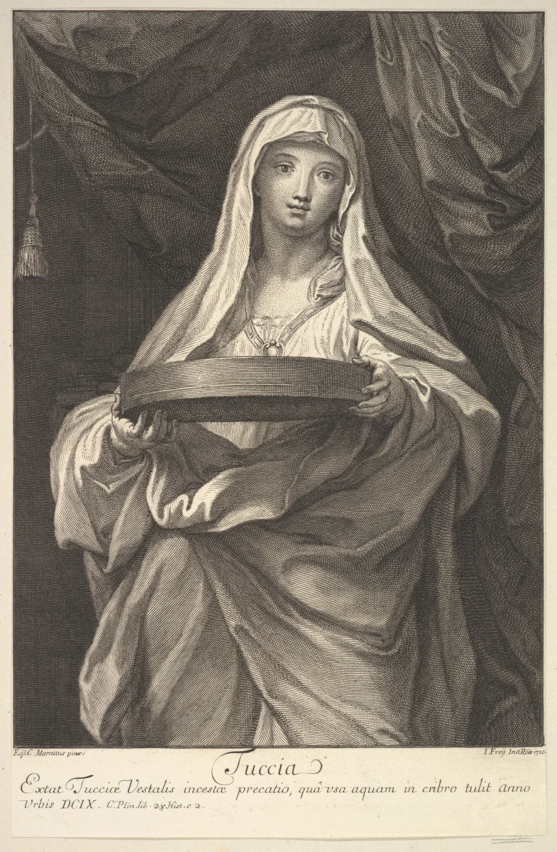 Tuccia by Johann Jakob Frey, print, 1720