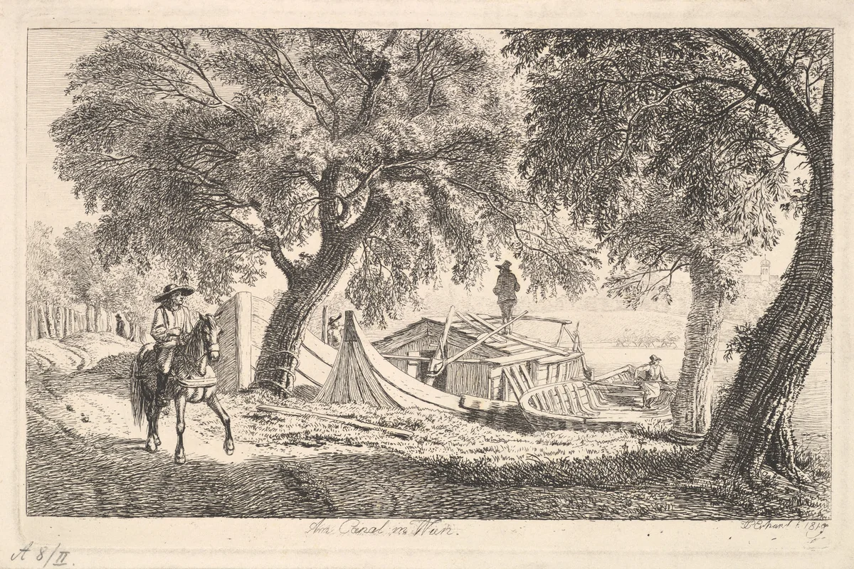 On the Canal in Vienna by Johann Christoph Erhard, print, 1819