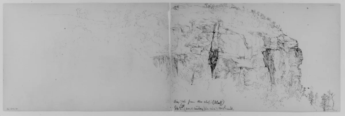 Pine Cliff, Mohonk, 1871 (from Sketchbook) by Daniel Huntington, artwork, 1870