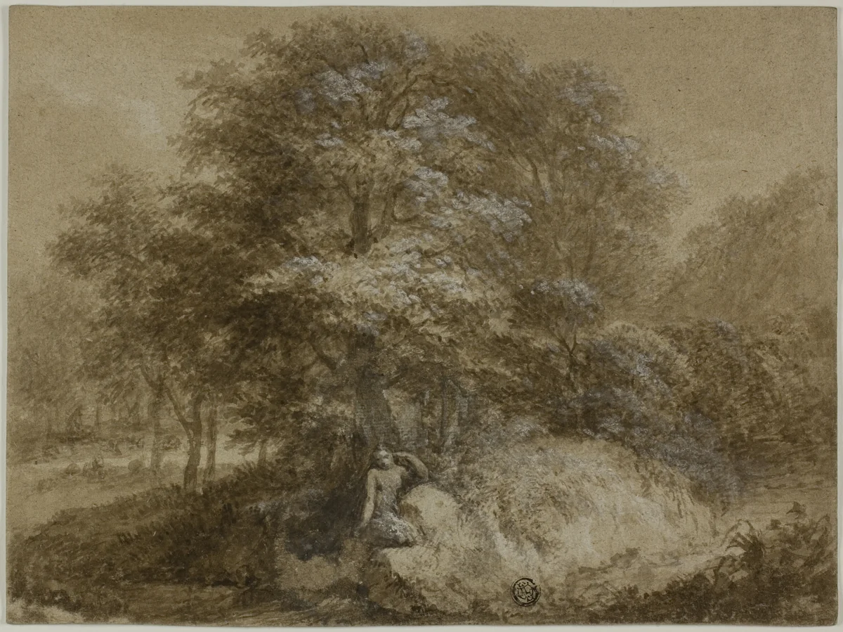 Shady Grove with Nymph Seated Under Tree by Adam Friedrich Oeser, drawing, 1739-1799