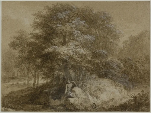 Shady Grove with Nymph Seated Under Tree by Adam Friedrich Oeser, drawing, 1739-1799