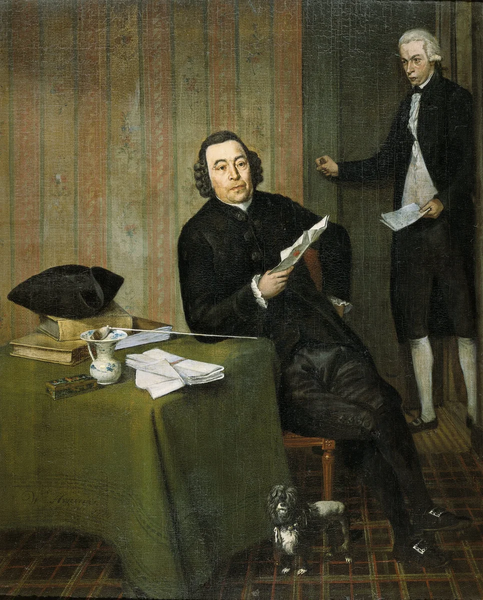 Wernerus Köhne  (1725/26-88), Notary of Haarlem, with his Clerk Jan Bosch by Wybrand Hendriks, painting, 1787