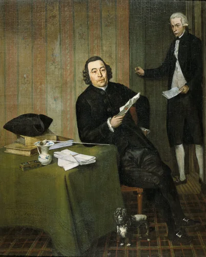 Wernerus Köhne  (1725/26-88), Notary of Haarlem, with his Clerk Jan Bosch by Wybrand Hendriks, painting, 1787