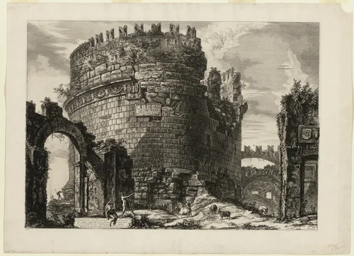 Tomb of Caecilia Metella, from Views of Rome by Giovanni Battista Piranesi, print, 1762