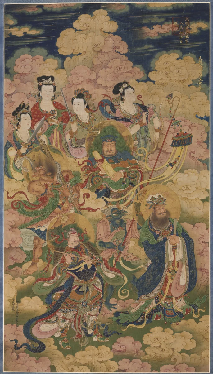 The Eight Hosts of Deva, Naga, and Yakshi by Unknown, painting, 1454