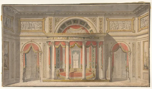 Design for a Bedroom by Charles Percier, drawing, 1785-1838