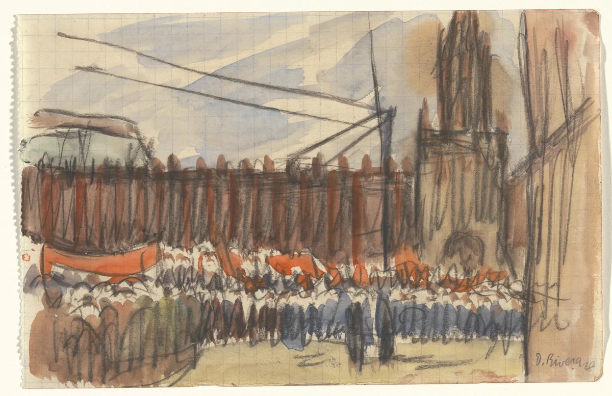 May Day, Moscow by Diego Rivera, drawing, 1928