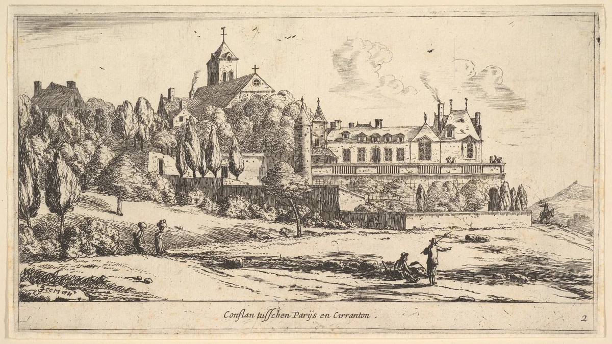 View of Conflans by Reinier Nooms, print, 1635-1668
