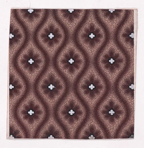 Textile Design with Alternating Vertical Rows of Rosettes with Quatrefoil Shapes in the Center Framed by Undulating Vertical Garlands by anonymous, drawing, 1840