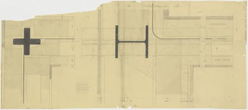 Tugendhat House, Brno, Czech Republic (Dining-room terrace, travertine pavement. Waterproofing. Detail section.) by Ludwig Mies van der Rohe, mies van der rohe archive, 1928